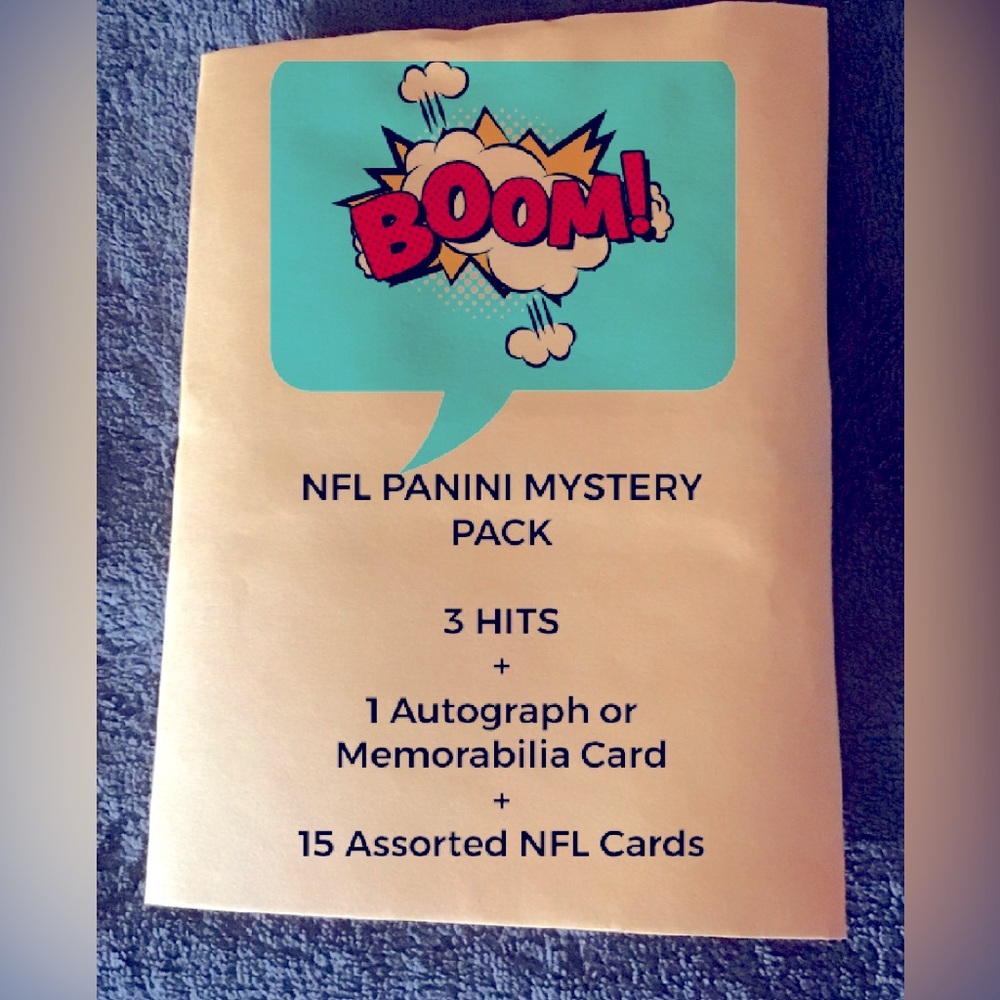 NFL Panini Mystery Pack-3 Hits + 1 Autograph or 1 Memorabilia+15 Assorte…